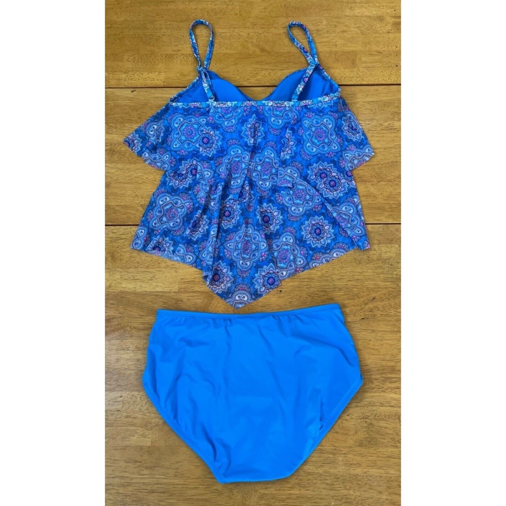 Beach House One Piece Swimsuit Portia Mesh Layer Tankini Top Boho Chic, Size‎ M - Picture 9 of 9